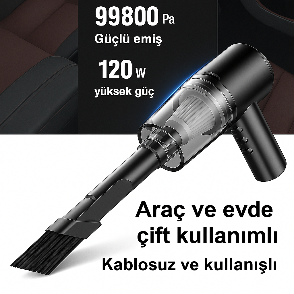 El Tipi Elektrikli Süpürge - Araba ve Ev için Kompakt Taşınabilir Kablosuz Süpürge